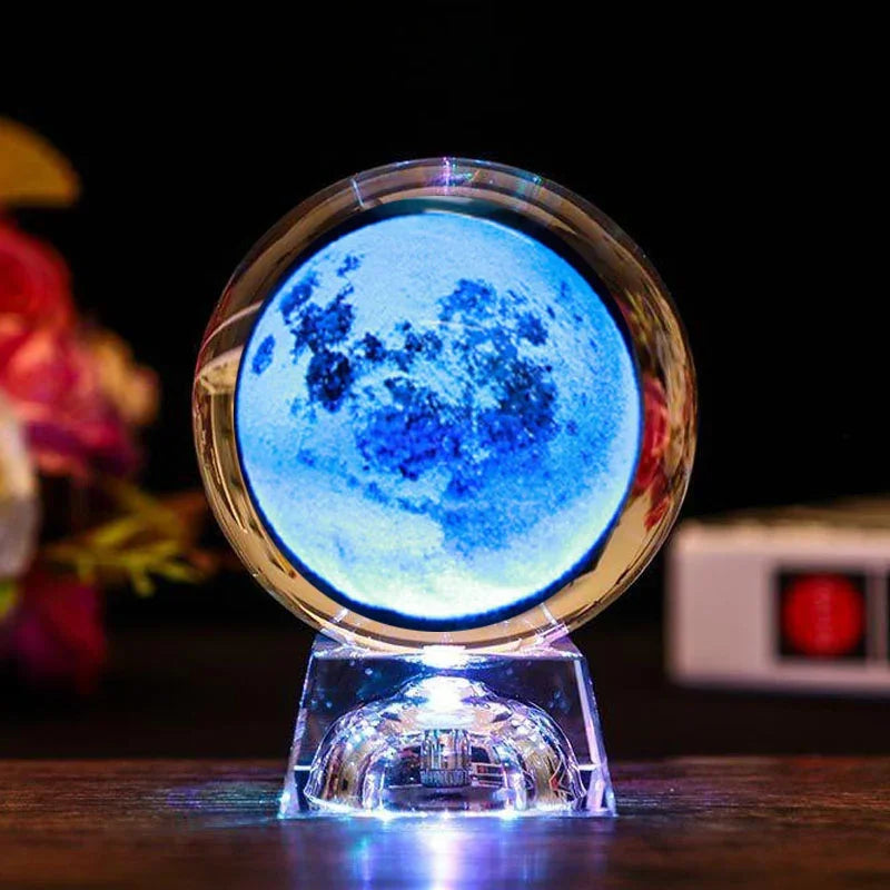 LED Crystal Ball 3D Solar System Planets Crystal Ball Glass Ball Home Decoration Valentine's Day Gift Ornament