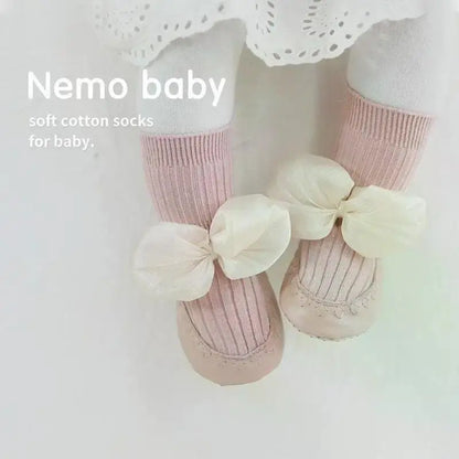 Autumn Winter Baby Girls Socks Newborn Baby Bowknot Socks Infant Baby Socks Anti Slip Soft Cotton Floor Sock Shoes