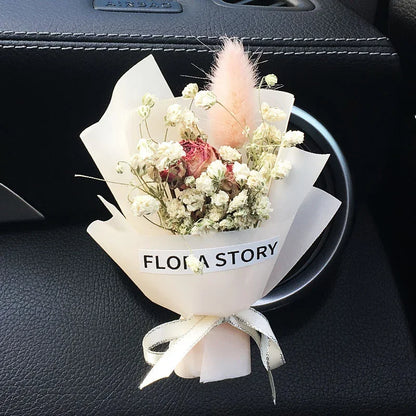 Car Dried Flower Bouquet Car Fragrance Air Outlet Dried Flower Mini Valentine's Day Gift Car Fragrance Bouquet Lucky Decoration