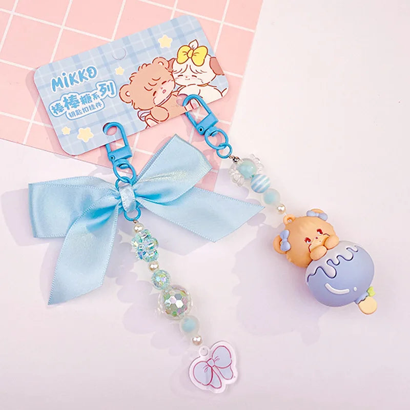 Genuine Kawaii Mikko Lollipop Beaded Keychain Pendant Backpack Pendant Mikko Figurines Keychain Pendant Anime Peripheral Gift