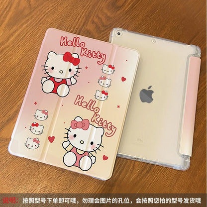 Sanrio Hello Kitty Kuromi IPad Protective Case Kawaii Pink Ipad Air5 4 Flat Shell Pro11 Cute Mini6 9th 10th Generation Cover Y2k