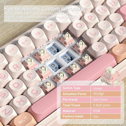 Womier WK60 Creamy Pink 3-Mode Mechanical Keyboard Gasket Mount RGB Wireless Gaming Keyboard Hot Swap Gamer Keyboard for Win Mac