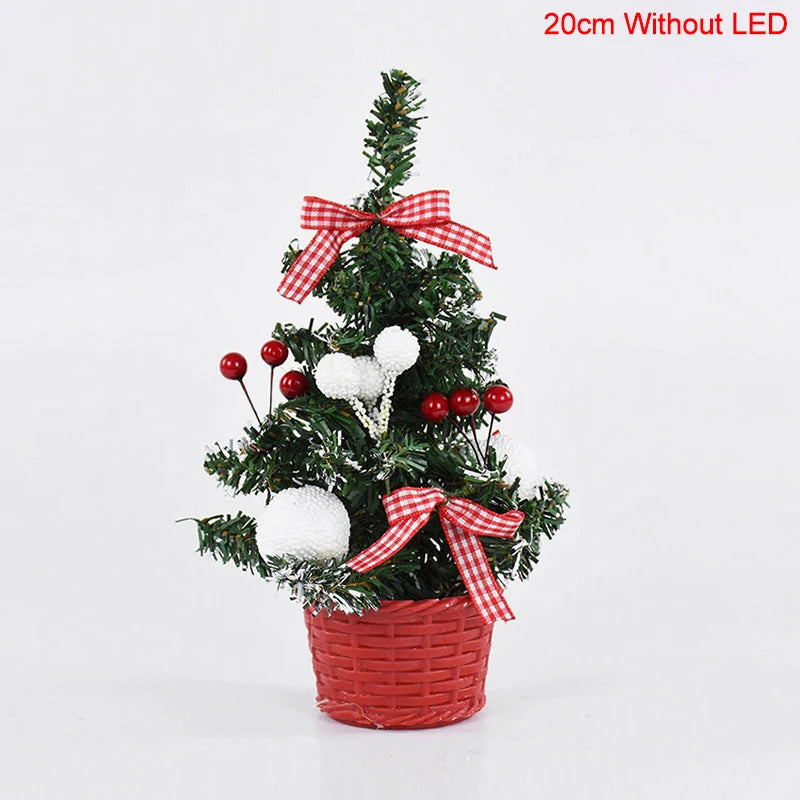 20/30cm Artificial Christmas Tree with LED Light Balls 2024 Christmas Decoration for Home 2025 New Year Gift Xmas Table Ornament