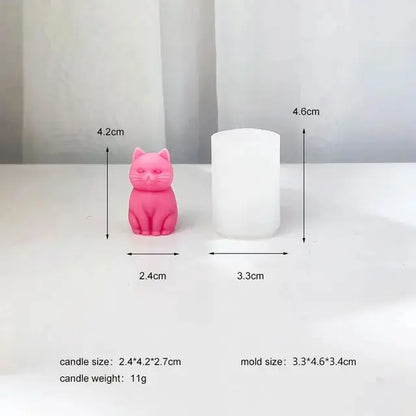 Cute Cat Silicone Candle Mould DIY Stand Pet Soap Resin Making Tool Animal Chocolate Cake Mold Plaster Doll Christmas Gift