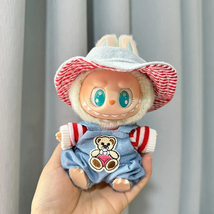 17cm Labubu II Idol Dolls Sitting Party Cute Mini Plush Doll'S Clothes Outfit Accessories For Korea Kpop Exo Clothing DIY Gift