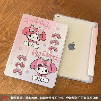 Sanrio Hello Kitty Kuromi IPad Protective Case Kawaii Pink Ipad Air5 4 Flat Shell Pro11 Cute Mini6 9th 10th Generation Cover Y2k