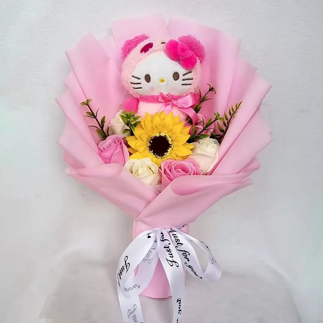 Christmas Gifts Sanrio Plush Flowers Bouquet Kuromi  Plushie Soft Doll Animals Valentine's Day Birthday Wedding Party Gift