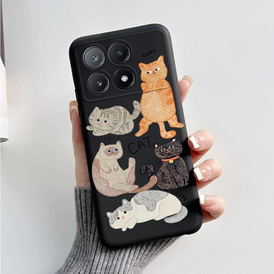 For Xiaomi Poco X6 Pro 5G Case Cute Cartoon Cat Frog Cover Soft TPU Phone Case For Xiaomi Poco X6 PocoX6 Pro X6Pro Fundas Bumper