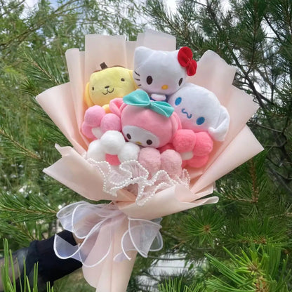 Cartoon My Melody Kuromi Cinnamoroll Kt Cat Plush Doll Toy Sanrio Bouquet Valentine's Day Christmas Graduation Gifts