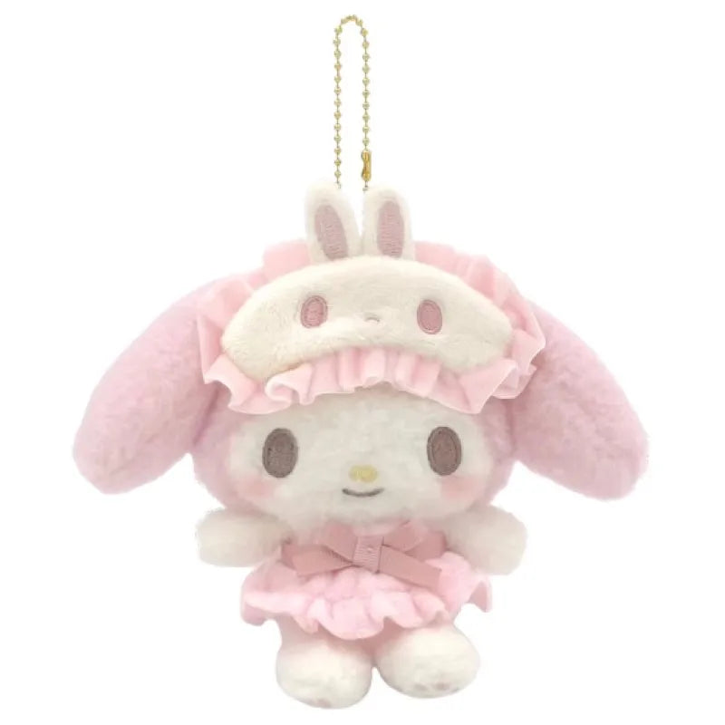 Kawaii Sanrio Hello Kitty Cinnamoroll Plush Keychain Cartoon Anime Blindfold Plush Pendant Stuffed Toy Bag Decoration Girl Gift