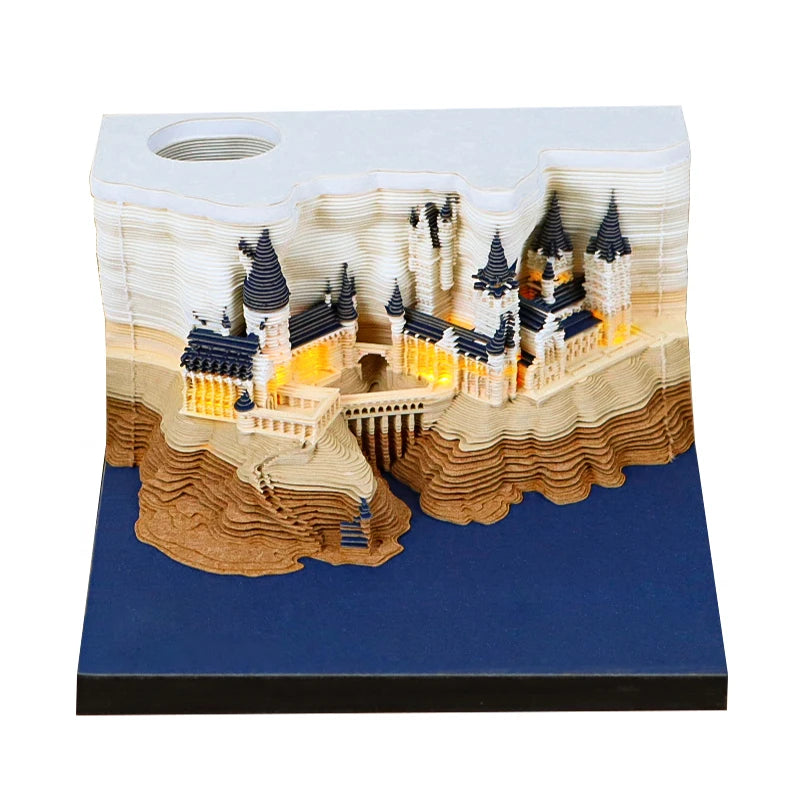 Omoshiroi Block 3D Artistic Notepads Love Castle Memo Notepad 3D Paper Carved Sticky Notes Birthday Gift For Mom