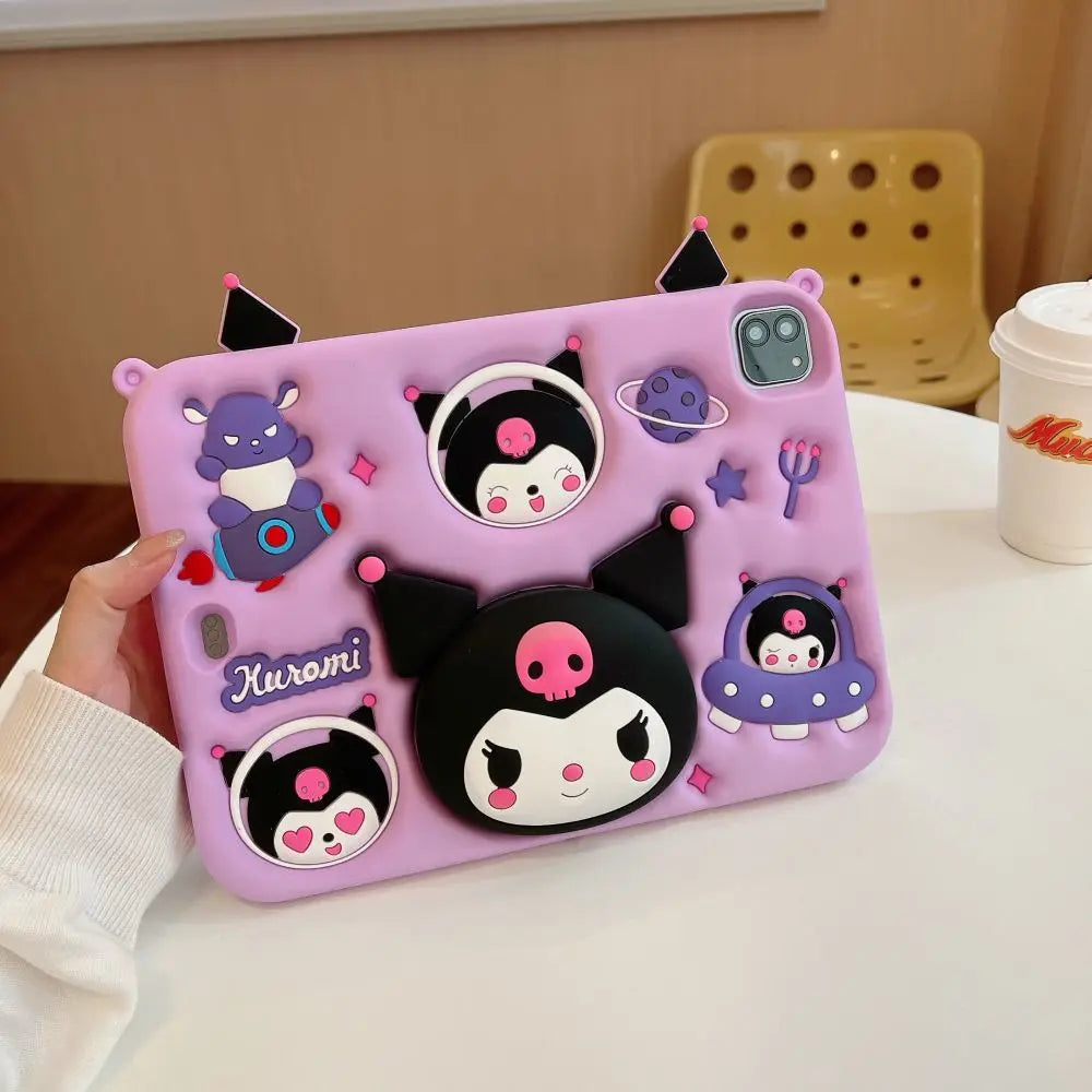 Kawaii Sanrio Hello Kitty IPad Case Cute Cartoon Silica Gel Anti Bending Lazy Stand Air4 5 Mini6 10.2 Inch Ipad Cases Girl Gifts