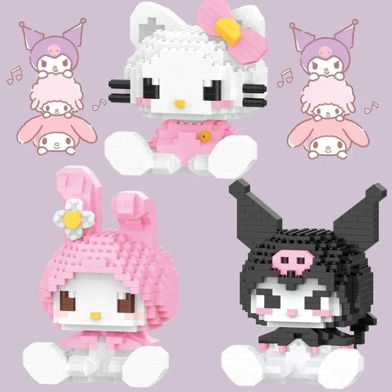 KEEPPLEY Sanrio Anime Hello Kitty My Melody Cinnamoroll Pompompurin Kuromi Building Blocks Girl Kid Holiday Christmas Gift