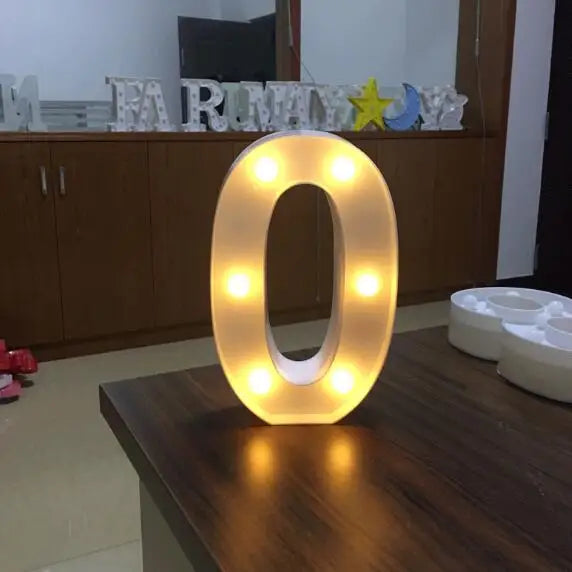 16/21CM DIY Luminous Lights LED Letter Night Light Creative Letters Alphabet Number Battery Lamp Romantic Party Decoration