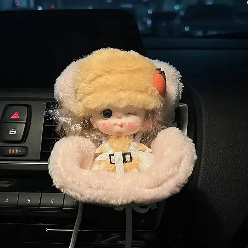 Hot Labubu Doll Car Seat Car Outlet Decorative Aromatherapy Cartoon Ornament Kawaii Model Doll Car Decoration Girl Surprise Gift