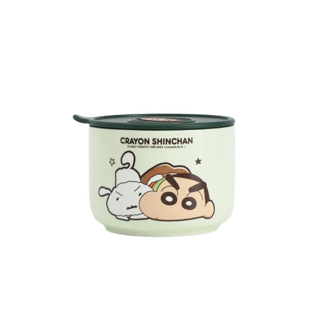 Crayon Shin-chan Ceramic Bowl Cute Shin-chan New Life Series 5-inch Fresh Bowl with Lid Office Worker Rice Bowl Microwaveable