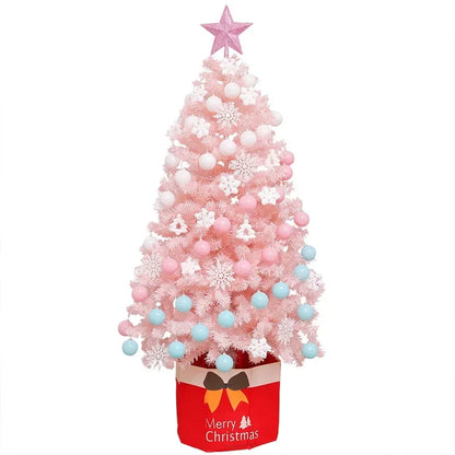 Artificial Pink Christmas Tree 150 180 CM Pine Branches Christmas Tree Set LED Lights Sturdy Tripod PVC Christmas Tree Decor