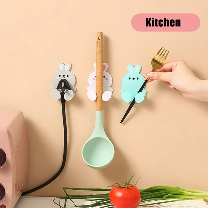 New Wall Plug Holder Door Key Bag Hanger Hook Wall Adhesive Kitchen Cute Organizer Rack Cellphone Charging Stand Wall Decor Hook