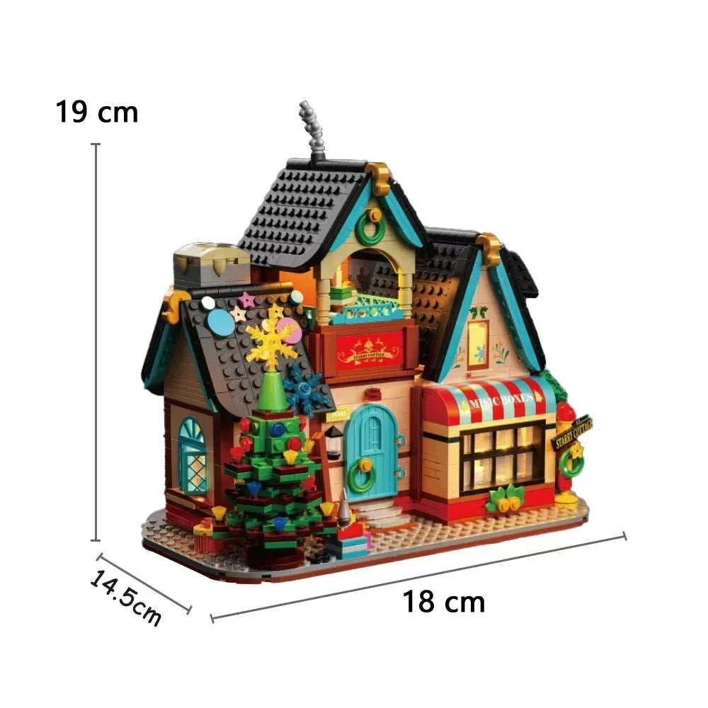 Creative Starry Cottage Christmas Tree House Building Mini Blocks Toy Ideal Xmas Gift with LED Lights Build Your Own Dream House