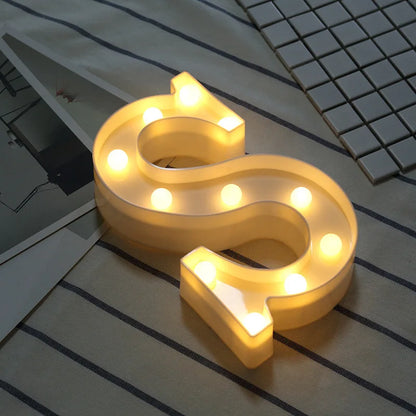 16/21CM DIY Luminous Lights LED Letter Night Light Creative Letters Alphabet Number Battery Lamp Romantic Party Decoration