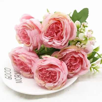 1pc Artificial Flower silk Peony rose Bouquet for Christmas Home Table vase Wedding bridal bouquet Decoration diy gift Hot sales