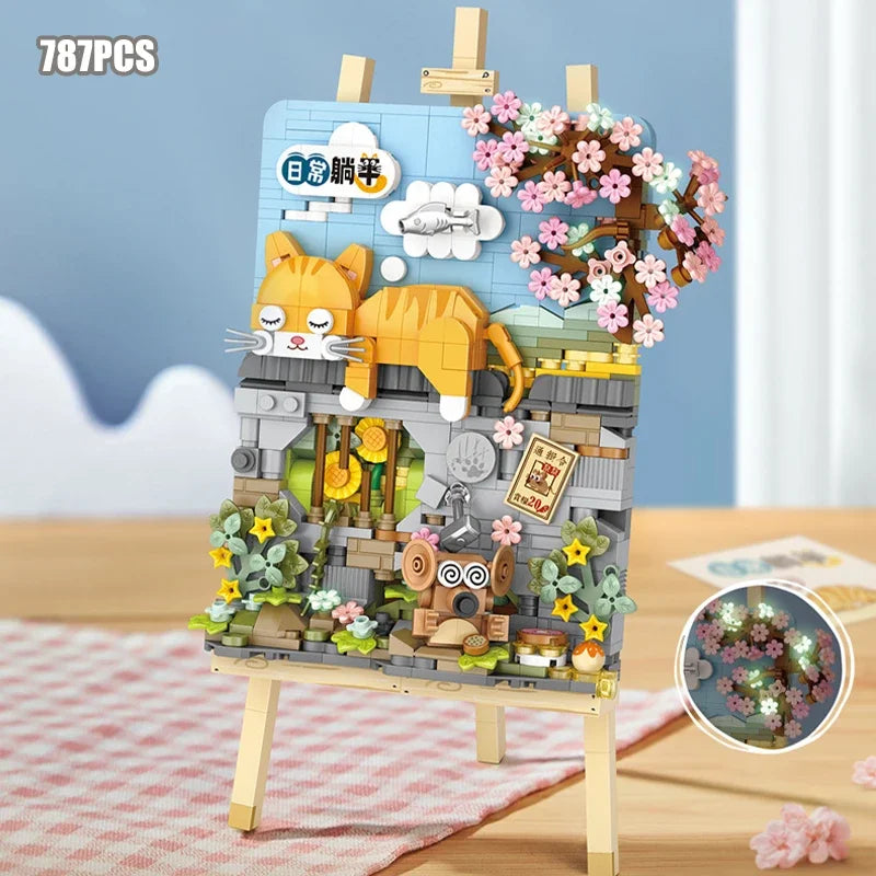 Loz Mini Animals Landscape Drawing Board Building Blocks Christmas Train Puzzle Assembly Model Toy Bricks Children Birthday Gift