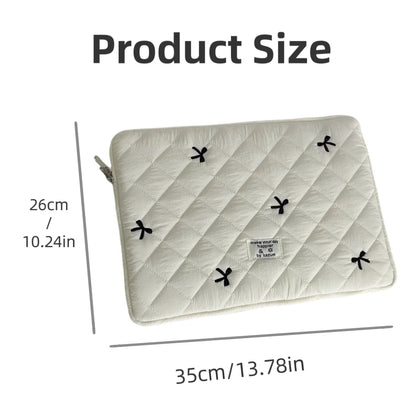 Puffy Laptop Sleeve Bag Embroidered Bow Design Notebook Carrying Case For macbook ASUS HP 13-14.2 Inch Girl Computer tablet Bag