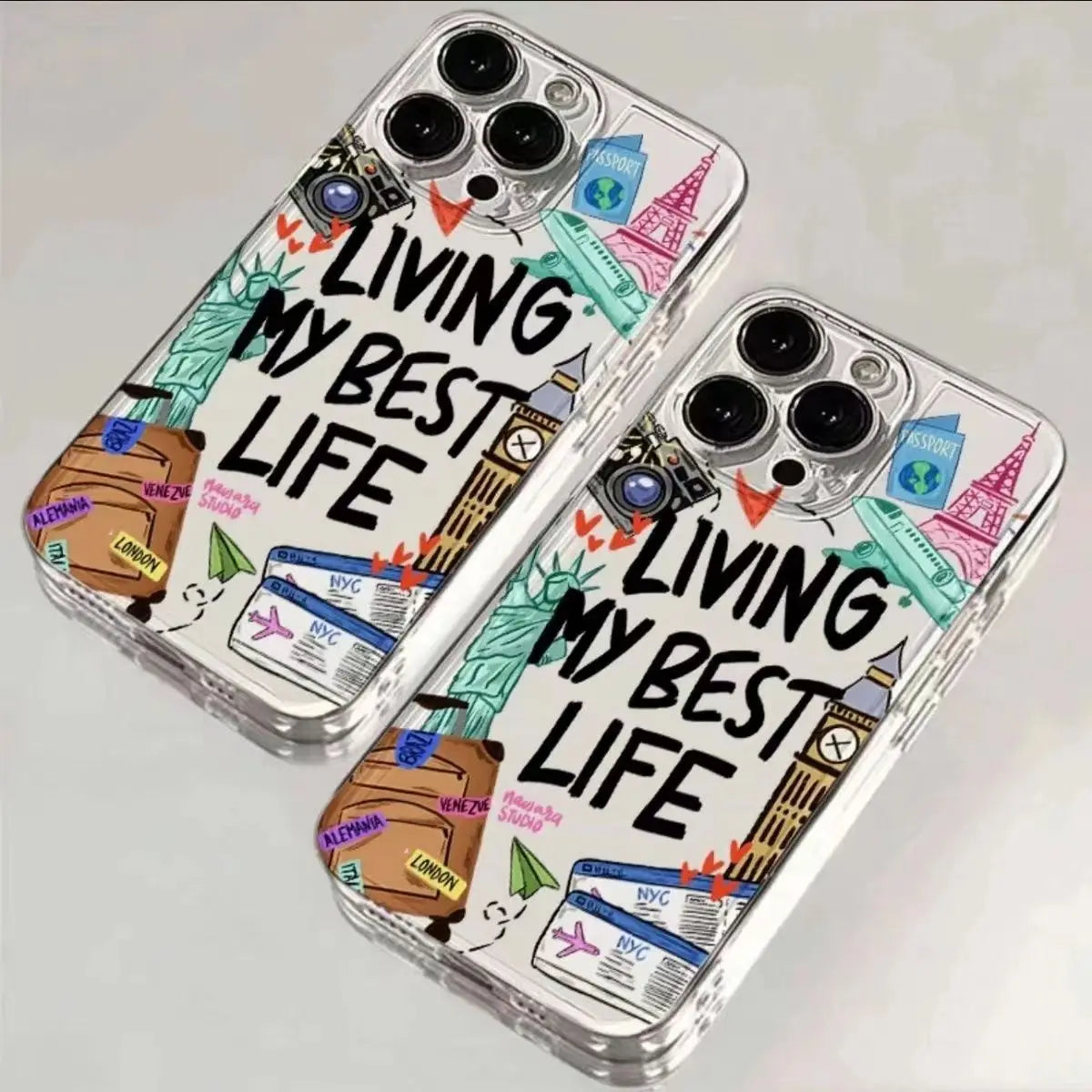 NEW Living My Best Life iPhone Case For iPhone 16 15 14 13 12 11 Pro Max XR XS MAX 7 8 Plus Y2K Girl Cute Anti Fall Back Cover