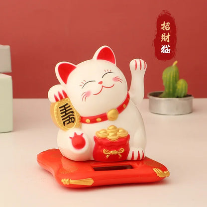 2.5 Japanese Solar Wave Hand Lucky Cat Or Office Home Decorative Car Decorations New Year Figurines Miniatures Hanging Home Deco