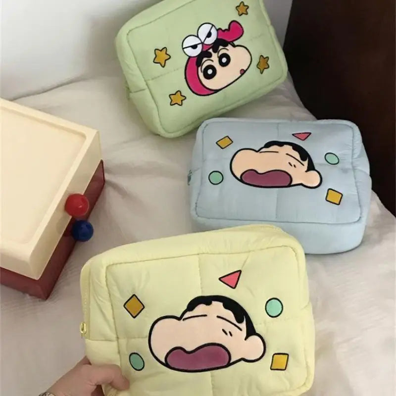 New Cartoon Crayon Shin-Chan Cosmetic Bag Cartoon Travel Carrying Bag Down Large Capacity Storage Toiletry Bag Holiday Gift Toy