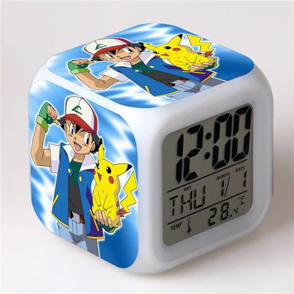 Pokemon Pikachu LED Glowing Alarms for Children Bedroom Decoration Kids Digital Glowings Alarm Clock Desk Decor Christmas Gift