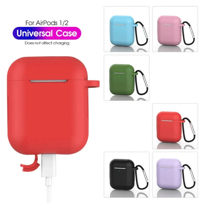 Earphone Case Headphone Protective Case For Airpods 1/2 Generation Pass Airbuds Storage Bin with Carabiner