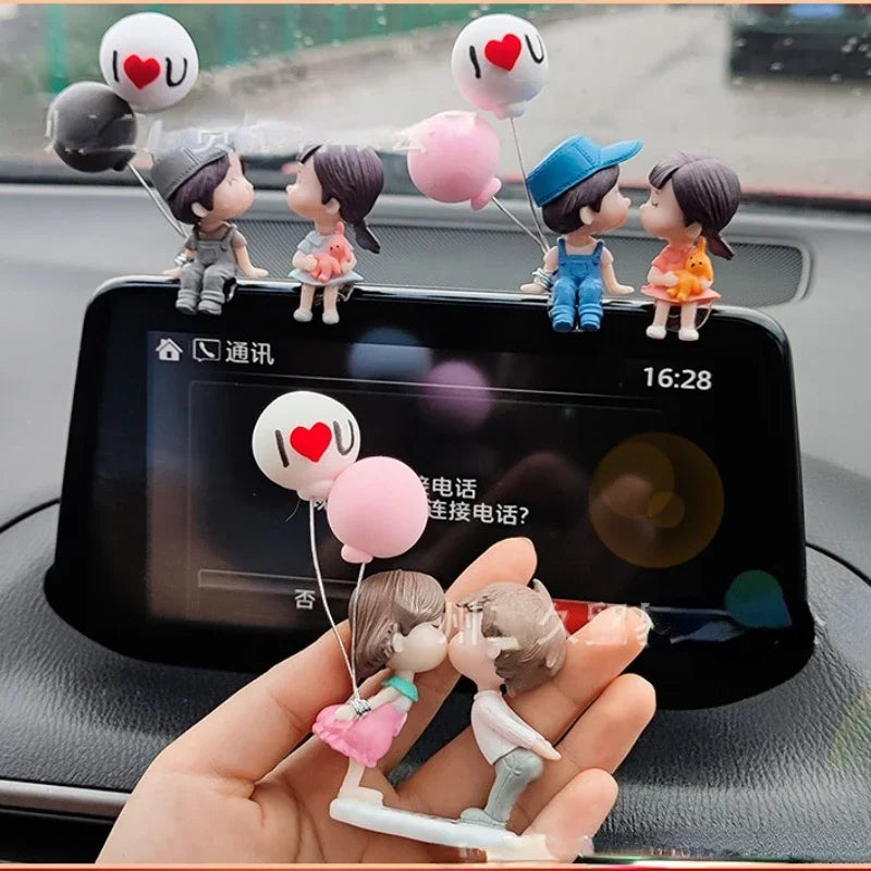 Car Decoration Cute Cartoon Couples Kiss Doll French Romantic Wedding Car Decoration Figurines Ornament Auto Interior Dashboard