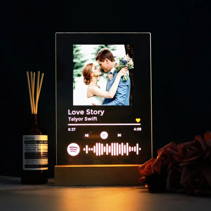 Personalized Spotify Music Acrylic Board With Light Base Custom Personal Photo Song Singer Name Night Lamp Girls Valentine Gift