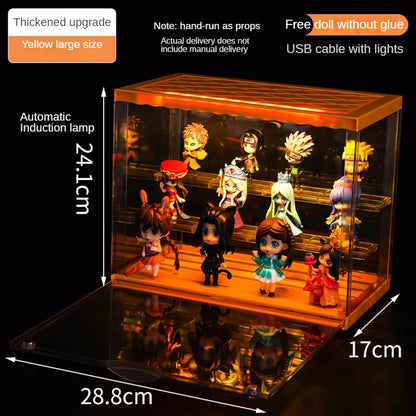 Magnetic storage box with lights, display acrylic cartoon dolls, suitable for POP MART collection, dustproof and waterproof