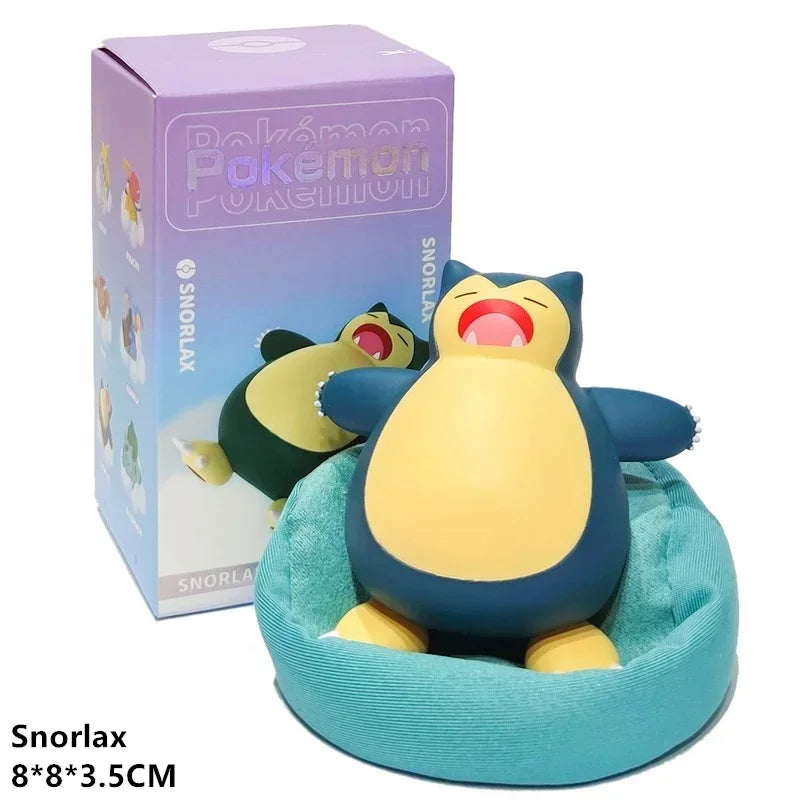 Genuine Pokemon Sleep Anime Figures Starry Dream Series Pikachu Jirachi Eevee Snorlax Bulbasaur With Plush Base Model Dolls Toy