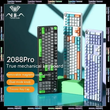 Aula F2088 Pro Mechanical Gaming Keyboard Magnetic Attraction Anti-ghosting 108 Plating Wired Mixed Backlit Keyset For Desktop