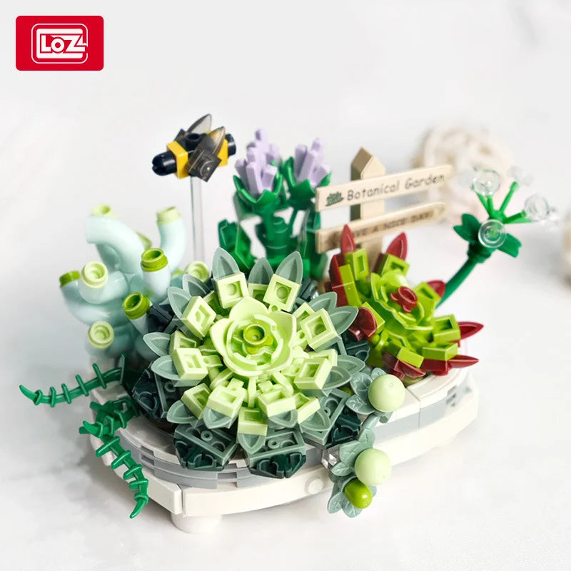 LOZ Plant Series potted Cherry tree potted succulent Rose Eternal Flower bouquet model building blocks for girls and girls