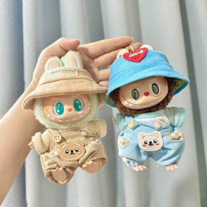 17cm Labubu I II Cute Plush Doll'S Clothes Idol Dolls Sitting Party Small Bear Bib Pants Accessories For Korea Kpop Exo No Doll