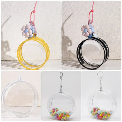 12/14cm Multi-color Doll Storage BagTransparent Round Doll Bag Circular Hanging Outdoor Doll Display Bag with Keychain