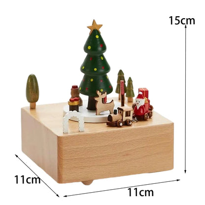 Christmas Music Box Clockwork Rotating Play Melody Christmas Themed for Ornament