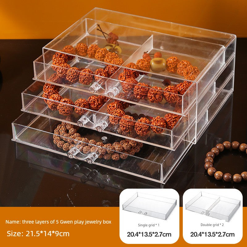 Transparent Large Capacity Drawer Ring Necklace Jewelry Box