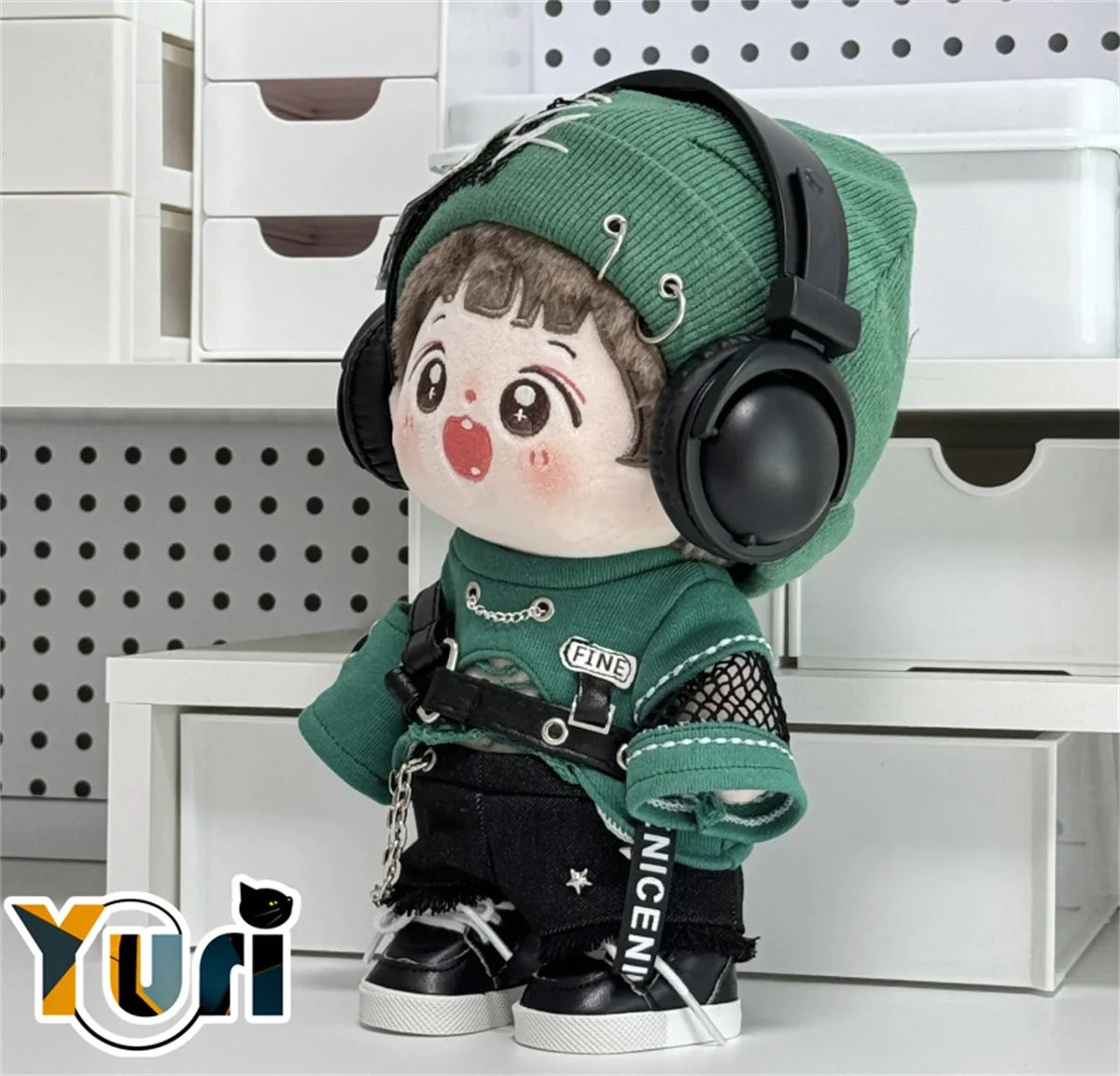 Yuri Green Kpop Rock Hip Hop no attribute Retro Gentleman Clothes Hat Outfit For 20cm Doll Toy Clothing Cosplay Cute Gift C XM