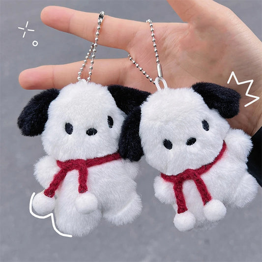 Cute Plush Dog Pandent Keyring For Girls Cartoon Dog Doll Keychain Women Gifts Creative Car Bag Decoration Decor