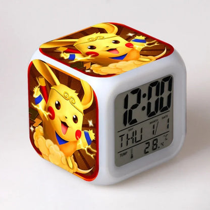 Pokemon Pikachu LED Glowing Alarms for Children Bedroom Decoration Kids Digital Glowings Alarm Clock Desk Decor Christmas Gift