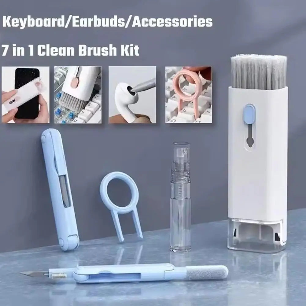 7 In 1 Cleaner Kit Computer Keyboard Brush Earphones Cleaning Pen For Headset Phone Cleaning Tools Keycap Puller Set