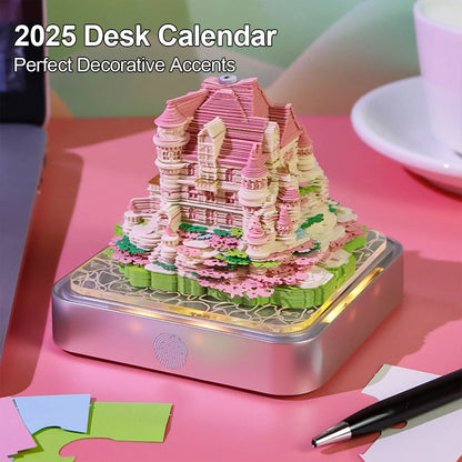 2025 3D Desk Calendar Memo Pad Calendar Carving Model Paper Art DIY Notes Calendar Sculpture 3D Calendar Tear Away Calendar Home