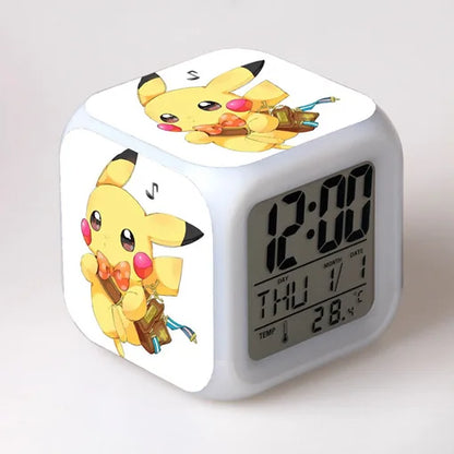 Pokemon Pikachu LED Glowing Alarms for Children Bedroom Decoration Kids Digital Glowings Alarm Clock Desk Decor Christmas Gift