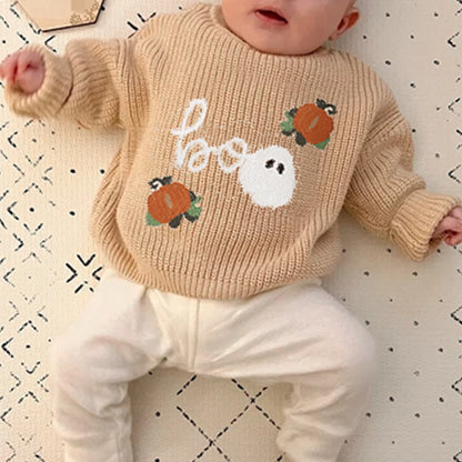 MISOWMNJOY Winter Baby Knitted Clothes for Boys Girls Halloween Sweaters Pumpkin Long Sleeve Crochet Children Pullover Jumper