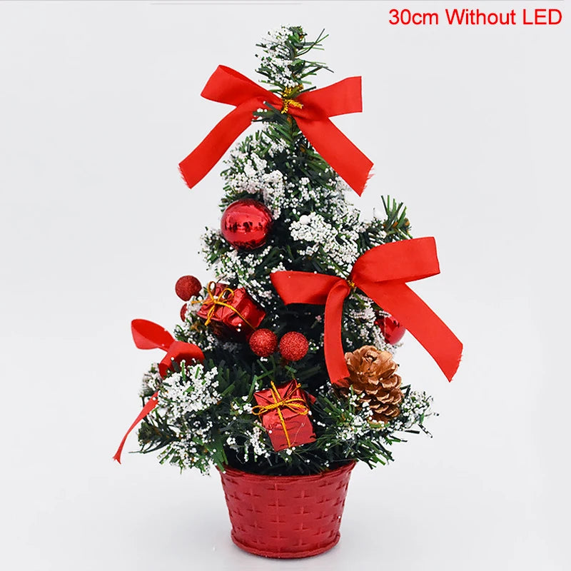 20/30cm Artificial Christmas Tree with LED Light Balls 2024 Christmas Decoration for Home 2025 New Year Gift Xmas Table Ornament